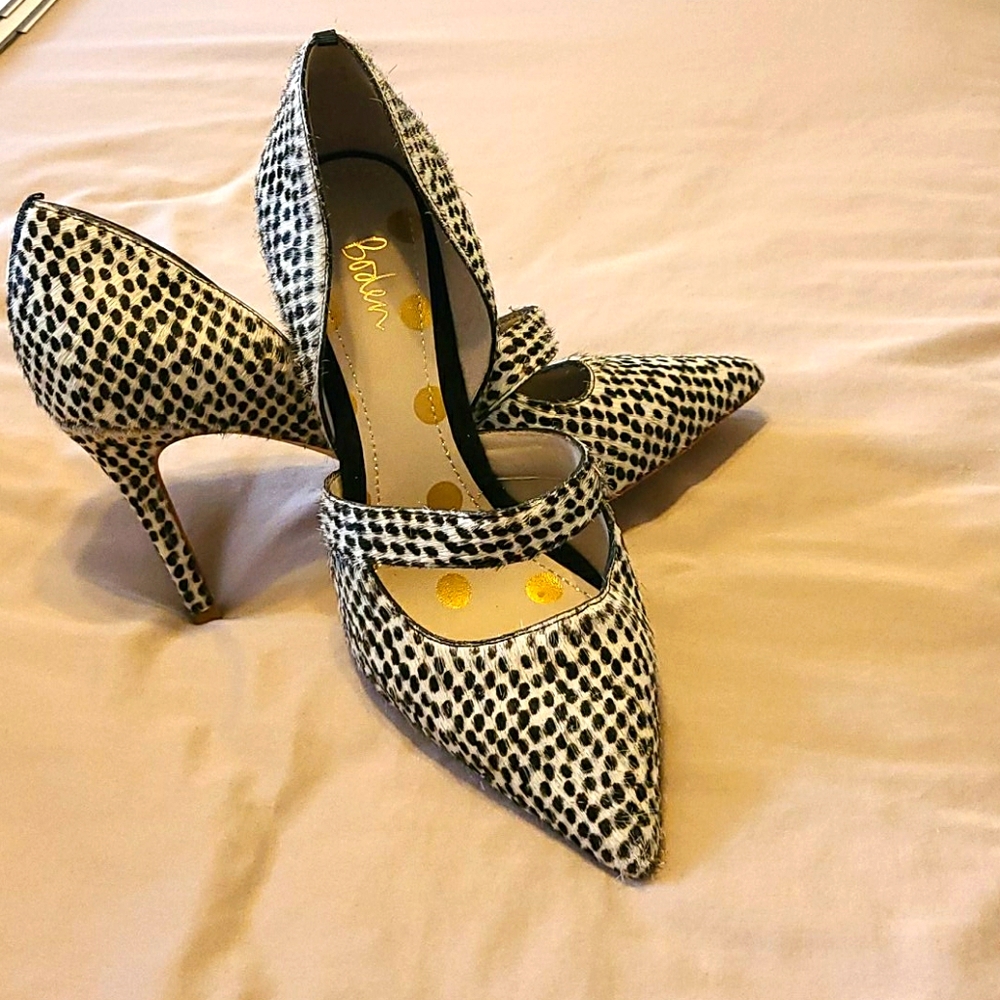 Boden Faux Fur Animal Print on Cowhide Heels